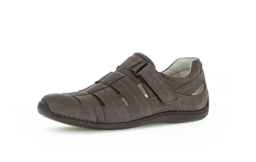 pius gabor Herren Slipper,Halbschuhe,zertifiziertes Leder,Latex Wechselfußbett,Freizeitschuhe,Klettverschluss,Klettschuhe,Grey,45 EU / 10.5 UK