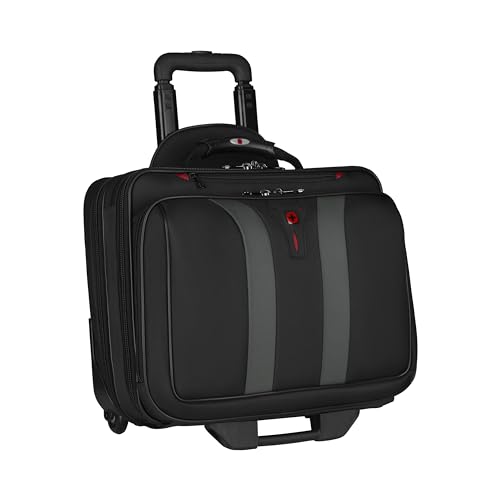 WENGER Granada Trolley Laptop-Tasche, Notebook bis 15.6 Zoll, Aktentasche zum Rollen, Organizer, 29 l, Damen Herren, Büro Business-Reisen Uni, Schwarz, 600659