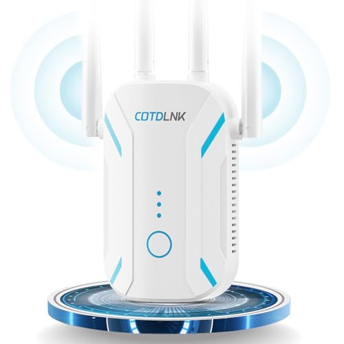 COTDLNK 2024 WLAN Verstärker WLAN Repeater für zu Hause WiFi Internet Verstärker 1200Mbit/s Dual Band 5GHz & 2,4GHz, mit Ethernet-Anschluss, einfache Einrichtung, EU-Stecker