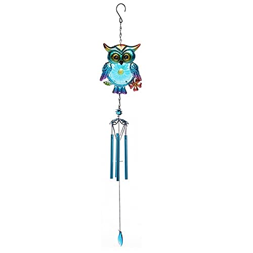 HNGM Windspiel Eule Wind Chimes Metall Handwerk Wind Indoor Outdoor Home Einrichtungsgeschäft Hängen Windspiele mit Glocken Dekoratives Zubehör (Color : Blue)