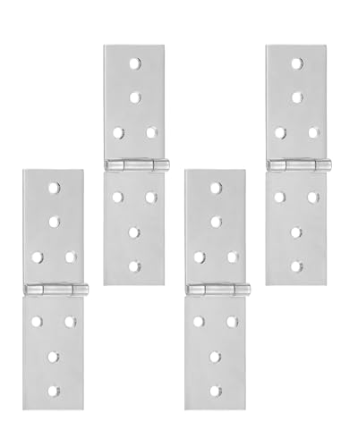 Gedotec Tischband aus Edelstahl V2A | 4 Stück Tisch-Scharnier mit rechteckiger Ausführung | DIN 7957 | mit gehärtetem Stift | Länge: 80 mm | Breite: 28 mm | zum Schrauben | Klappenscharnier