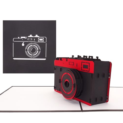 Pop Up Karte Kamera – 3D Geburtstagskarte Fotograf, Grußkarte & Glückwunschkarte für Foto Fans als Geschenk, Geschenkverpackung oder Geschenkgutschein für Fotoapparat & Digitalkamera