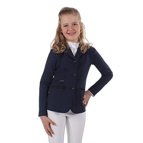 QHP Turniersakko Turnierjacket Juliet Junior Stretchgewebe Glitzerband (152, Blau)