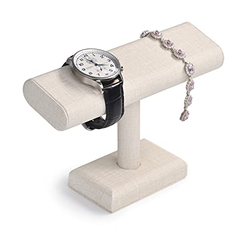 Oirlv PU Leder Uhrenständer Armbandständer Display Uhrenhalter Organizer Uhrenständer T-Bar Display Schmuckständer Armband Organizer(Weiß)