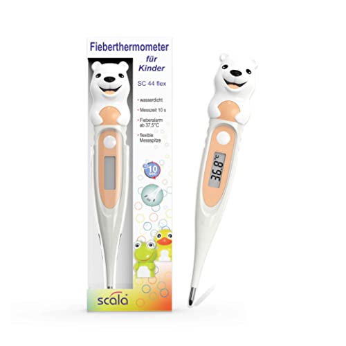 scala Digitales Fieberthermometer SC 44 flex Speed Eisbär, weiß, Kinder und Babys