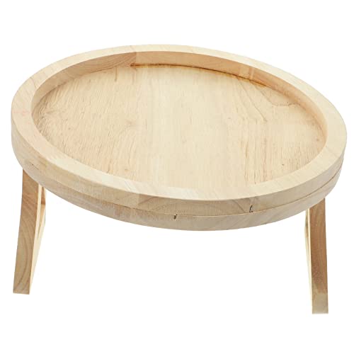 Holibanna rundes Tablett tv abendessen tablett TV Tabletttische Couch Getränkehalter Sofa Couchtisch aus Holz runde Couch-Tabletts aus Holz Multifunktions-Holztablett couch arm tablett tisch