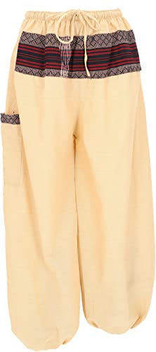 GURU SHOP Leichte Yogahose, Tai Chi Hose, Goa Hose, Freizeithose, Herren, Beige, Baumwolle, Size:52