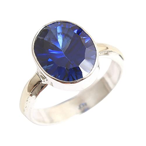 Saphir 925 Sterling Silber Ringe für Frauen, blaue Brautjungfernringe, ovale Edelsteinringe, stapelbare Ringe, Lünette Set handgefertigte Ringe Muttertagsgeschenk