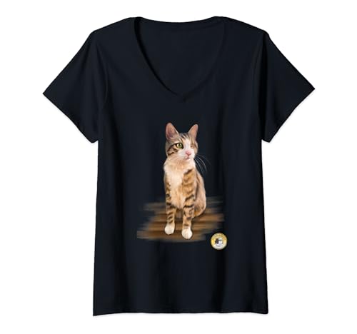 Katze aus der Smeura T-Shirt mit V-Ausschnitt