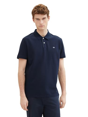 TOM TAILOR Herren Basic Piqué Poloshirt, 10668 - Sky Captain Blue, XL