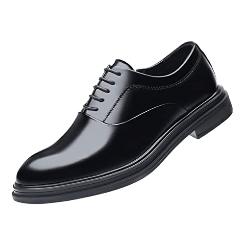 FGUUTYM Klein Herren Schuhe Sommer Low Heel Spitzschuh Lace Up Solid Color Casual Business British Zehenring Herren Schuhe (Black, 39)