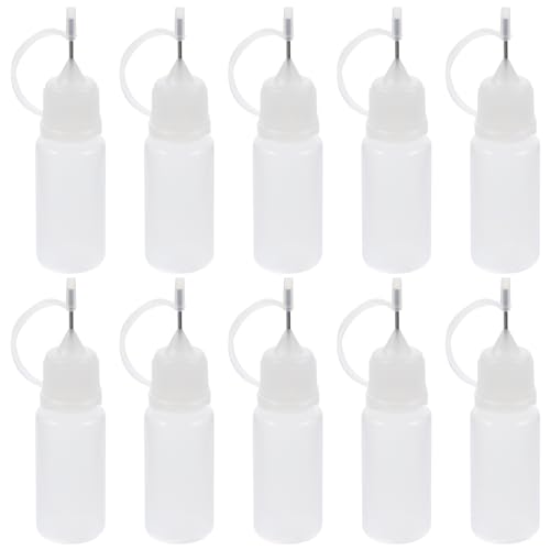 rosenice Nadelflasche, 10 ml, Nadelspitze, Kleberflasche, Applikator für Heimwerker, 10 Stück (weiß)