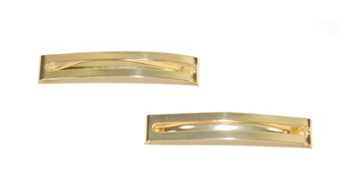 TOP BRAND Pair of Double Straight Bar Clip-in End Barrettes, Hair Slides. (Gold)