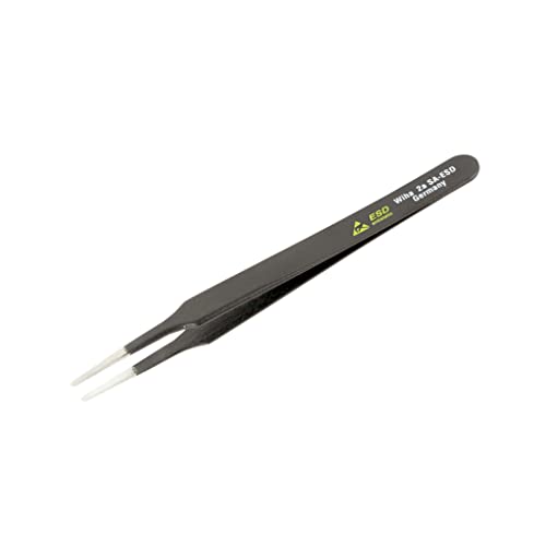 Wiha 44505 Flat Round Professional Quality ESD Tweezers with Smooth Sides by Wiha