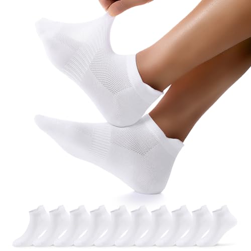 FALARY Sneaker Socken Herren 43-46 Weiß Sportsocken Herren 43-46 Kurze Laufsocken Wandersocken baumwollsocken Atmungsaktiv Running Sport Socken 10 Paar