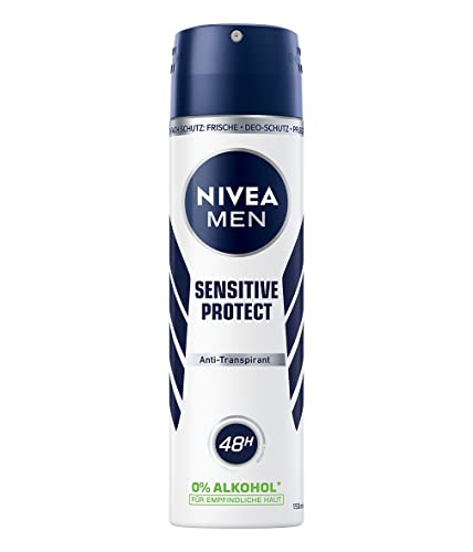 NIVEA MEN Sensitive Protect Deo Spray (150 ml), Anti-Transpirant für empfindliche Haut, schützt 48h vor Achselnässe, ohne die Haut zu reizen