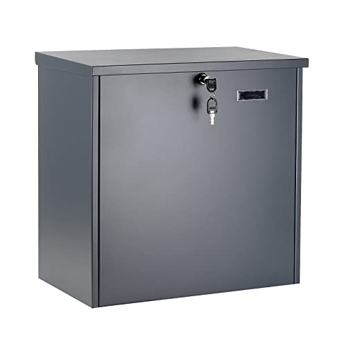 Wiltec Paketkasten grau 508 x 315 x 500 mm, Paketbox Zuhause, Private Paketannahme passend für Pakete und Päckchen, Standbriefkasten Wandbriefkasten Stahl