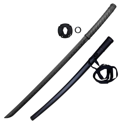 Katana Trainingskatana Japanisches Säbel aus Polypropylen Bokken mit Tasche und Tsuba 105 cm, Schwarz