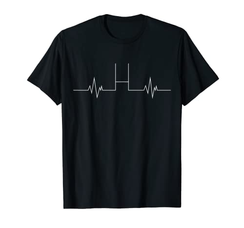 Rugby Heartbeat - Herzschlag EKG mit Rugby Tor T-Shirt