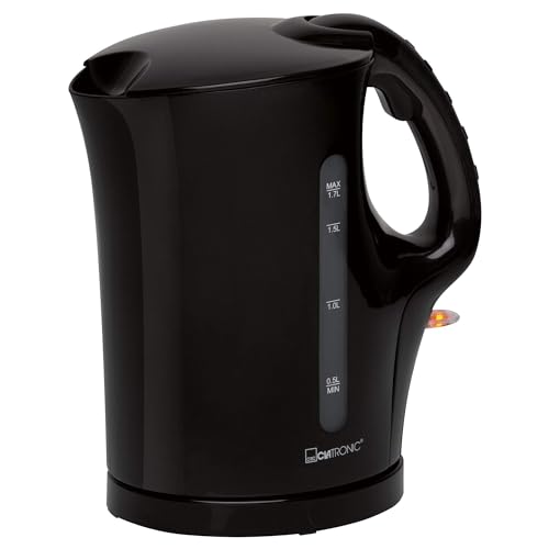 Clatronic® Wasserkocher | Kettle | Wasserkocher 1,7 L mit automatischer u. manuellen Abschaltung | herausnehmbarer Kalkfilter | 2200 Watt | Wasserkocher schwarz | WK 3445 schwarz