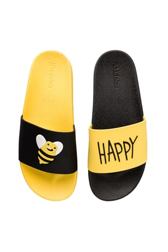 Dedoles Badeschuhe viele lustige Designs Bücher Kaffee Katze Party Pizza Dackel Fuchs Panda Delfin Geschenk, Farbe: Bee Happy, Gr.: 42 EU