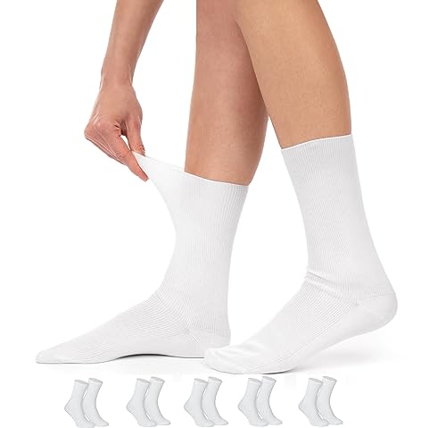 5 Paar weiße Arztsocken Herren Damen Baumwolle kochfest, Weiß, 43/46