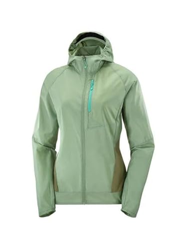 Salomon Damen Standard BONATTI Cross FZ Hoodie W, Lily Pad/Deep Lichen Green