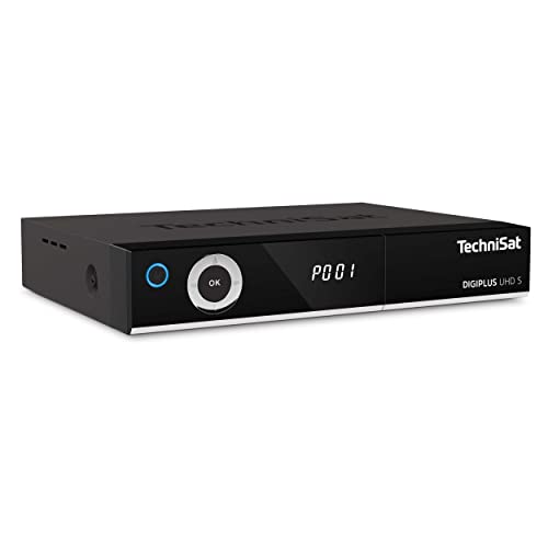 TechniSat DIGIPLUS UHD S - 4K Sat Receiver mit Twin Tuner (DVB-S/DVB-S2, App Steuerung, PVR Aufnahmefunktion, WLAN, LAN, CI+, USB) schwarz, 22.00 x 4.00 x 17.50 cm