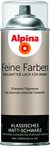 Alpina Feine Farben Sprühlacke – Klassisches Matt-Schwarz – edelmatter Sprühlack für innen – für eine beeindruckende Farbtiefe – geruchsarm & schnelltrocknend – 400ml