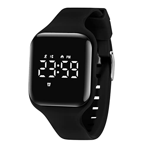 BEN NEVIS Digital Kinderuhr Jungen-Sports Outdoor Wasserdicht Armbanduhr mit LED-Licht,Wecker,Stoppuhr,Datum,Fitness Tracker Uhr mit Schrittzähler,Distanz-Silikon Armband Schwarz