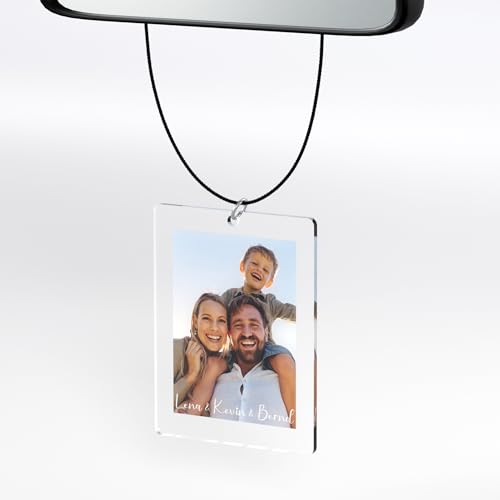 Bl4ckPrint Foto Spiegelanhänger personalisiert mit Foto und Wunschtext - Beidseitig bedruckt aus Acrylglas - Auto Anhänger für Spiegel - Autogeschenk