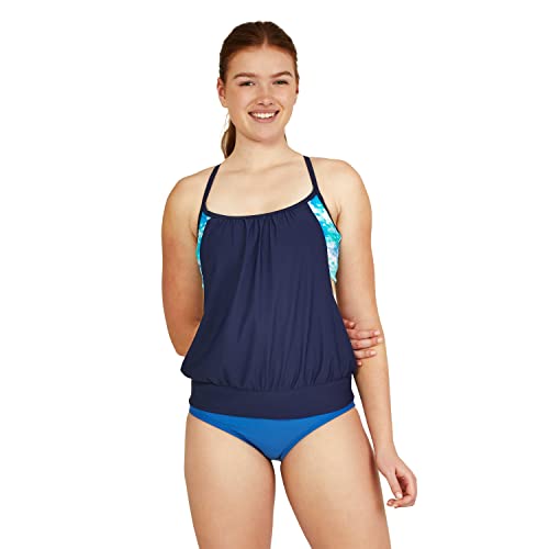 Speedo Damen Badeanzug Blouson Tankini-Top, Navy, Small