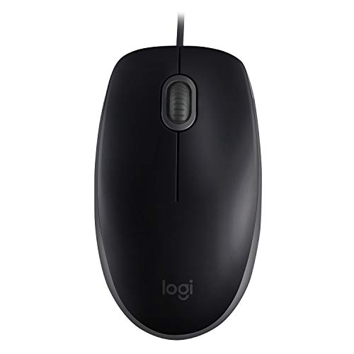 Logitech B110 Kabelgebundene USB-Maus, geräuschlose Tasten, komfortables Design in voller Größe, beidhändig bedienbar PC / Mac / Laptop - Grau