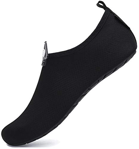 SAGUARO Damen Herren Badeschuhe Wasserschuhe Schwimmschuhe Männer Frauen Barfußschuhe für Strand,Pool,Meer,Wassersport,Surfen,Aqua Cycling,Segeln,Bootfahren,Windsurfen(Schwarz,42/43 EU)