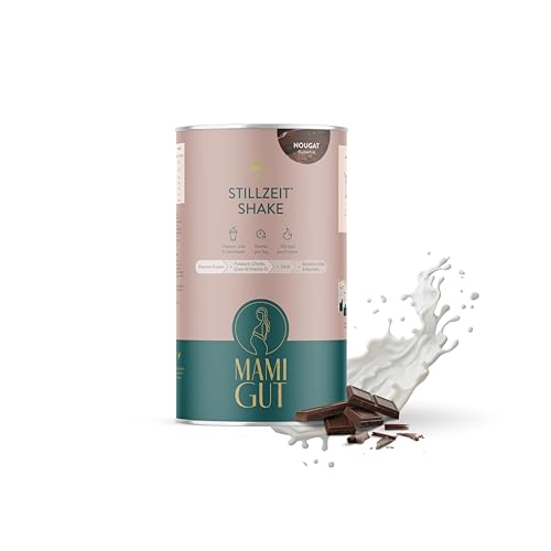 MamiGut | Stillzeit Shake | Nougat | 14 Portionen - 378g | Vitamin- und Protein Shake für die Stillzeit | Versorgung von Mutter und Kind, Milchbildung | 23 Nährstoffe und Protein, u.a. Bockshornklee