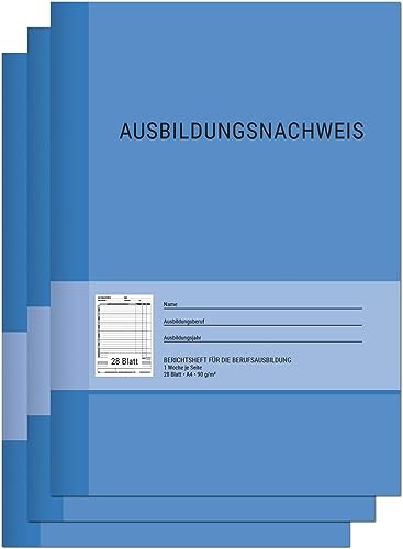 Berichtsheft Ausbildung/Ausbildungsnachweisheft täglich/wöchentlich - DIN A4, 28 Blatt, 1 Woche je Seite, Montag bis Sonntag … (3)