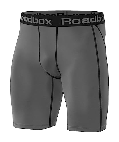 Roadbox Laufhose Herren Kurz Kompressionshose Funktionsunterwäsche Schnelltrocknendes Baselayer Unterhose Tights,Grau,L