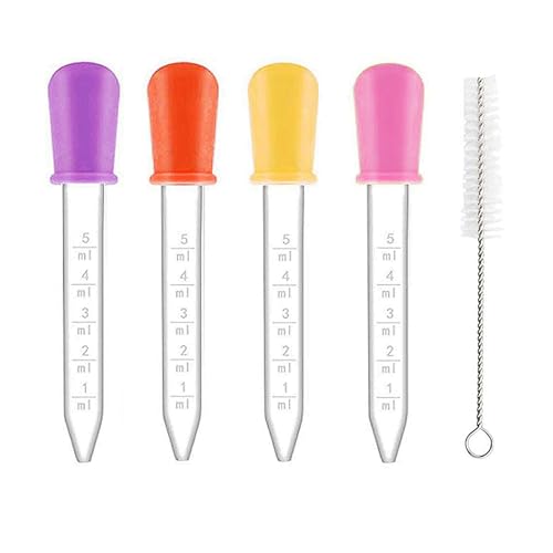 4 Stück, Pipette 5ml, Liquid Dropper, Dropper Pipette, Silikon Pipetten, Und 1 Stück Strohbürsten, Für Pflanze, Haustier Und Süßigkeitenformen Bastelarbeiten