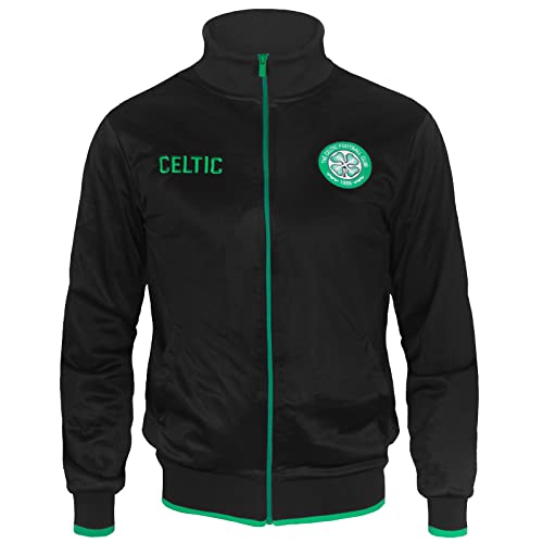 Celtic FC - Herren Trainingsjacke im Retro-Design - Offizielles Merchandise - Geschenk für Fußballfans - Schwarz - S