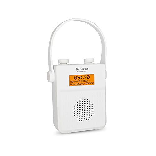 TechniSat DIGITRADIO 30 - wasserdichtes DAB+ Duschradio (UKW, DAB Digitalradio, integrierter Akku, Bluetooth, wasserdicht nach IPX5, Wecker, Favoritenspeicher, Kopfhörer-Anschluss) weiß