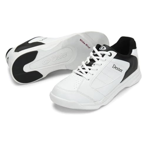 EMAX | Bowlingschuhe - Dexter Ricky IV | Bowling-Schuhe Damen Herren Kinder | Schuhe zum Bowlen mit Gleitsohle | (White/Black, EU Schuhgrößensystem, Erwachsene, Herren, Numerisch, M, 46)