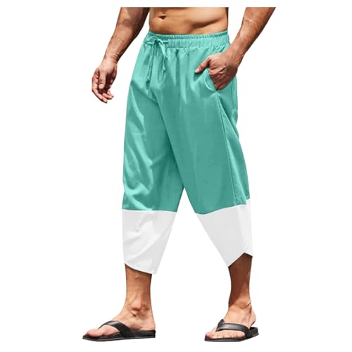 QWUVEDS Herrenmode Freizeitmode, lässig, schlicht, Persönlichkeit, mit Schnürung, Taschenhose, Freizeithose Sportbekleidung Herren Shorts (Green, XL)