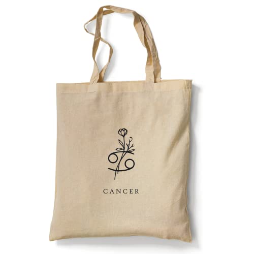 tradercat Jutebeutel bedruckt vintage Sternzeichen Krebs Cancer 100% Baumwolle, Stoffbeutel bedruckt, zodiac signs, jutebeutel aesthetic Tierkreiszeichen jutebeutel spruch (Cancer / Krebs)