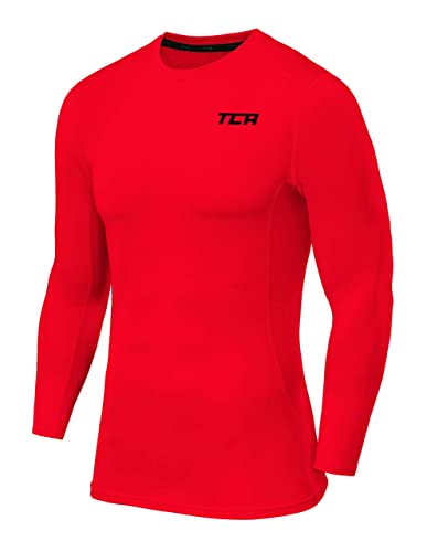 TCA Jungen Langarm Kompressionsshirt mit Thermo Funktion - Rot, 6-8 Jahre