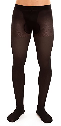 GLAMORY Herren-Stützstrumpfhose Support 40 DEN, Schwarz (Schwarz), Large (Herstellergröße: L-(44-46))