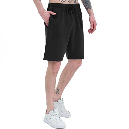 Smith & Solo Sporthose Herren Kurz - Kurze Hosen Herren, Laufshorts Männer Sommer Baumwolle Jogginghose Fitnesshose Sport Sportshorts Bermuda Shorts Hose Trainingshose Tennis (M, Schwarz)