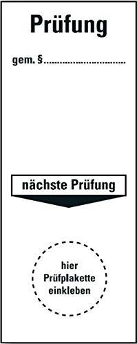 Prüfetikett Plakette "Prüfung gem. §... nächste Prüfung" | Etikett Folie Aufkleber 100x40mm Made in Germany, Größe: 10 Stück