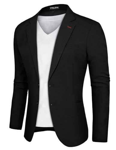 PJ PAUL JONES Herren Sakko Regular Fit 2 Knöpfe Freizeit Blazer Modern Freizeit Business Anzugjacke (Schwarz, L)