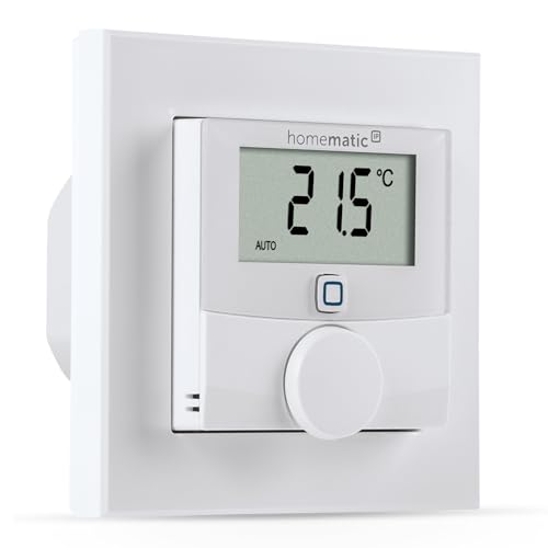 Homematic IP Smart Home Wandthermostat mit Schaltausgang – für Markenschalter, digitales Thermostat Fußbodenheizung mit/ohne App, Alexa, Google Assistant, Temperaturmessung, Energie sparen, 150628A0