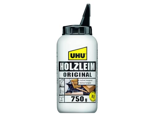 UHU Holzleim Original Flasche, Universeller Weißleim - geeignet für alle üblichen Holzarten und -verklebungen, 750 g